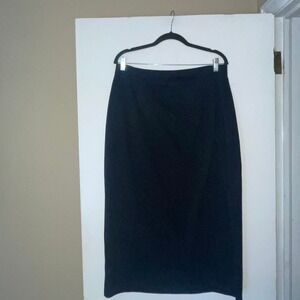 AVENUE Black Midi Skirt with Slit Women's Size 14 16 Polyester Rayon Spandex